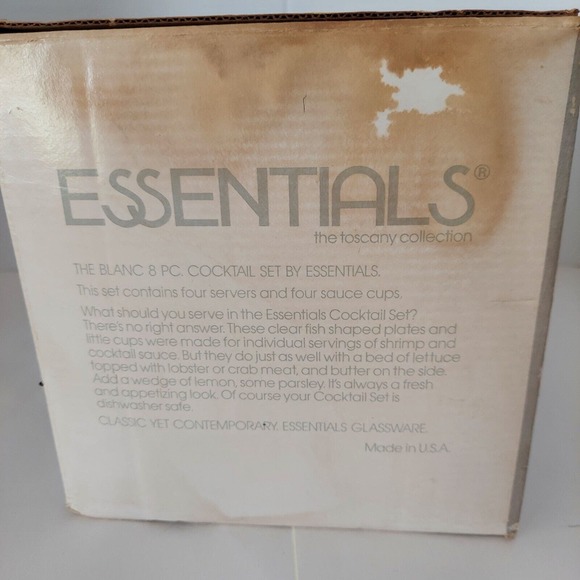 VTG Glass Plates Etched Tapas Appetizer Party Fish Set Shrimp Cocktail Tuscany - Picture 12 of 16